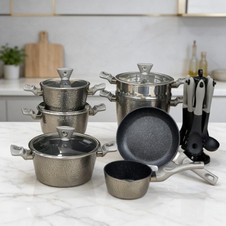 Batterie de Cuisine 23 Pièces en Granite Effet Cuivré
