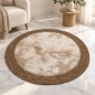 Tapis Rond Tressé 100 cm avec Centre Effet Fourrure Tapis Rond Tressé 100 cm avec Centre Effet Fourrure