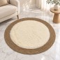 Tapis Rond Tressé 100 cm avec Centre Effet Fourrure Tapis Rond Tressé 100 cm avec Centre Effet Fourrure