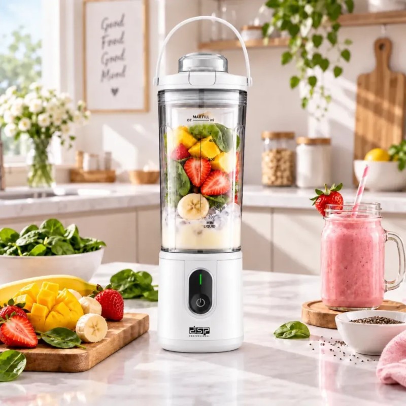 Mini Blender Rechargeable 110W 400 ml Blanc - DSP KJ2206 Mini Blender Rechargeable 110W 400 ml Blanc - DSP KJ2206