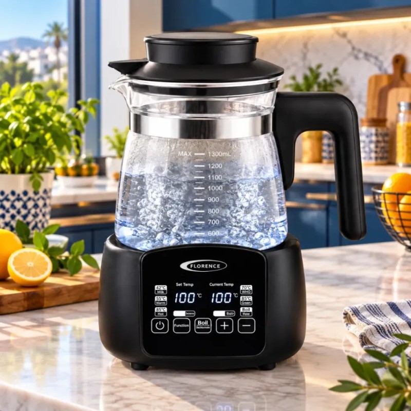 Bouilloire Électrique Tactile 1,3 L 600W - Florence HK-498 Bouilloire Électrique Tactile 1,3 L 600W - Florence HK-498
