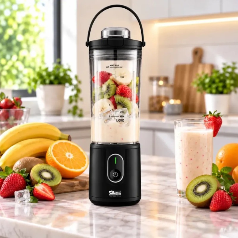 Mini Blender Rechargeable 110W 400 ml Noir - DSP KJ2206