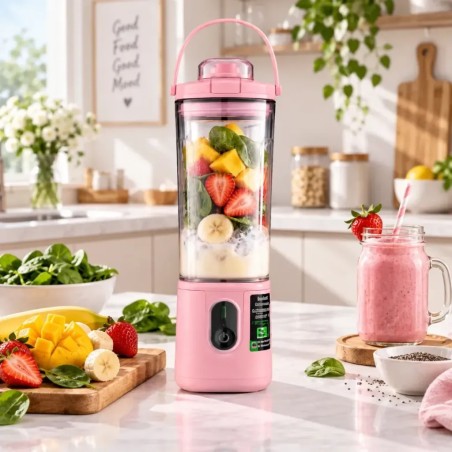 Mini Blender Rechargeable 110W 400 ml Rose - DSP KJ2206