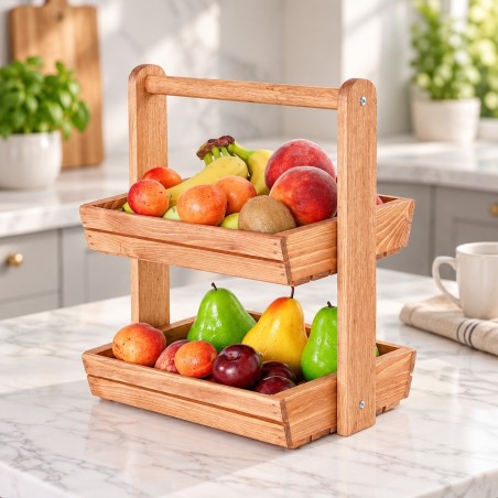 Étagère en Bois à 2 Niveaux