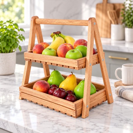 Étagère en Bois à 2 Niveaux