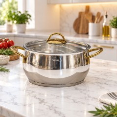 Faitout 26 cm en Inox 18/10 avec couvercle Verre - Vivaldi