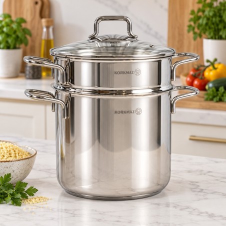 Set Spaghetti 5L 3 pièces Inox 18/10 Perla - korkmaz