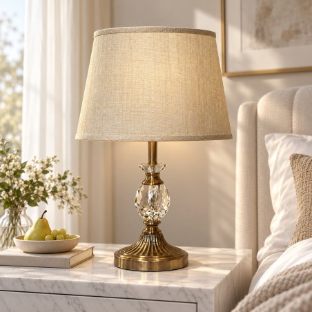 Veilleuse LED Décorative en Métal Doré avec Effet Cristal