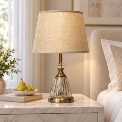 Veilleuse LED Décorative en Métal Doré avec Effet Cristal