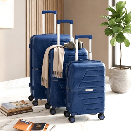 Série de 3 Valises en Polypropylène Incassable Bleu Marine - COLISEE+