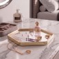 Plateau Miroir Hexagonal 21 x 24 cm avec Bordure Dorée