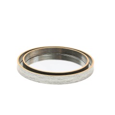 Série de 2 Plateaux Rond en Bois Surface Miroir Ø 24|Ø 28 cm