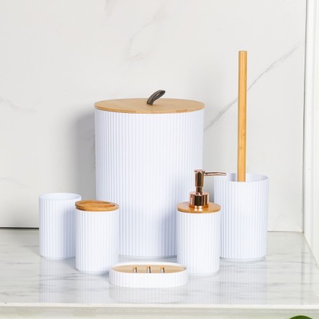 Série Salle de Bain 7 Pièces en Plastique Rond - Blanc