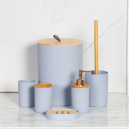 Série Salle de Bain 7 Pièces en Plastique Rond - Gris