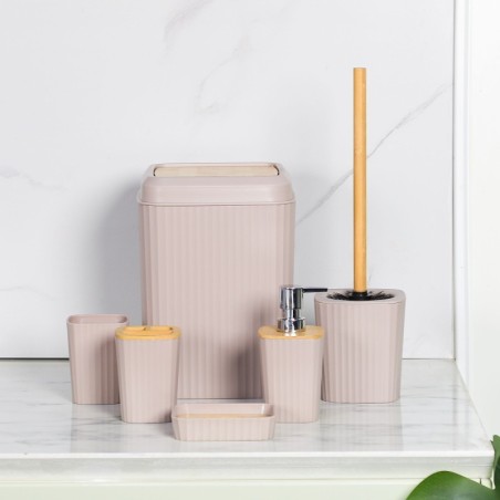 Série Salle de Bain 7 Pièces en Plastique Carré - Beige
