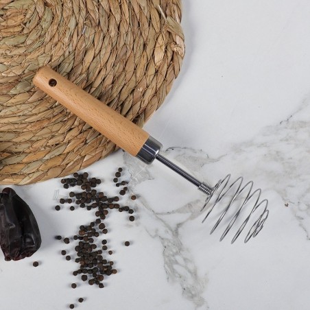 Fouet Spirale en Inox avec Manche Bois