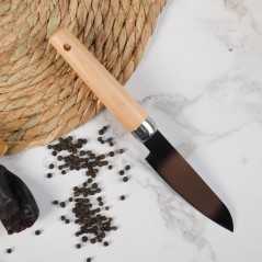 Couteau de Cuisine Polyvalent en Inox avec Manche en Bois