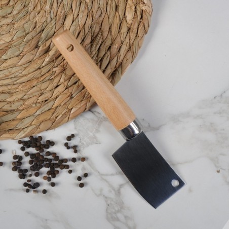 Mini Couprette de Cuisine en Inox avec Manche en Bois