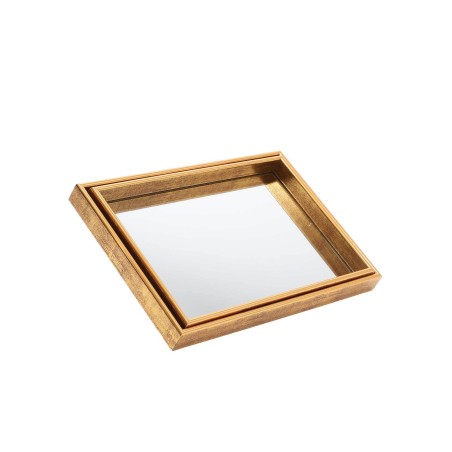 Série de 2 Plateaux Rectangulaires en Bois Surface Miroir