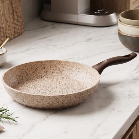Poêle en Granite 28 cm Tous Feux avec Manche Isolant - Crème - Falez