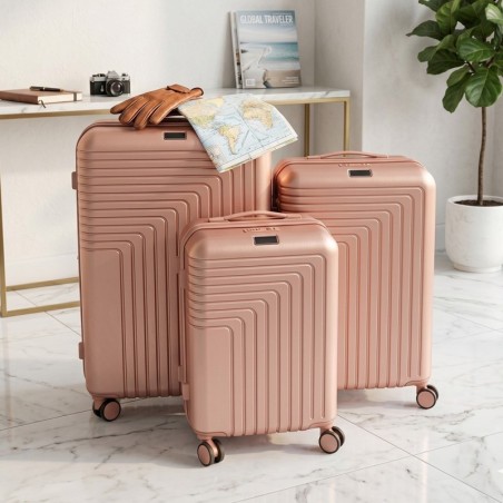 Série de 3 Valises Incassables en ABS Rose - ABM