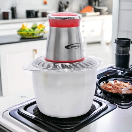 Hachoir Électrique 3L 1000W Bol Inox Rouge - Florence AT7030R