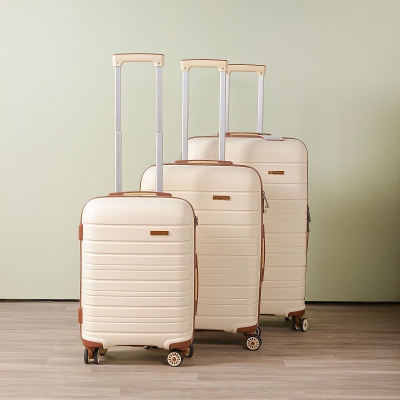 Série de 3 Valises en Polypropylène Incassable Blanc Camel - Starbag Série de 3 Valises en Polypropylène Incassable Blanc Camel - Starbag