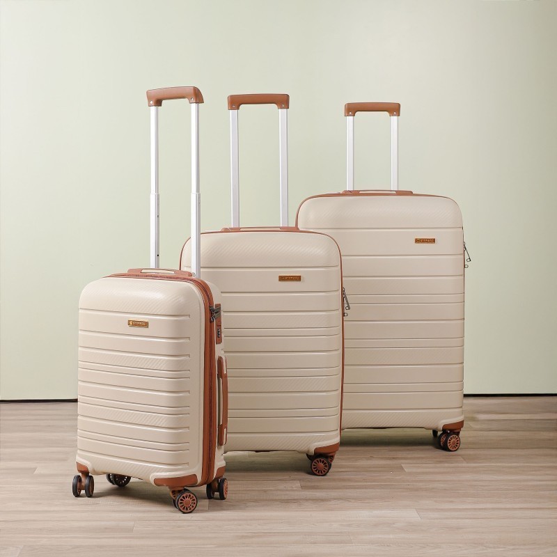 Série de 3 Valises en Polypropylène Incassable Beige - Starbag Série de 3 Valises en Polypropylène Incassable Beige - Starbag