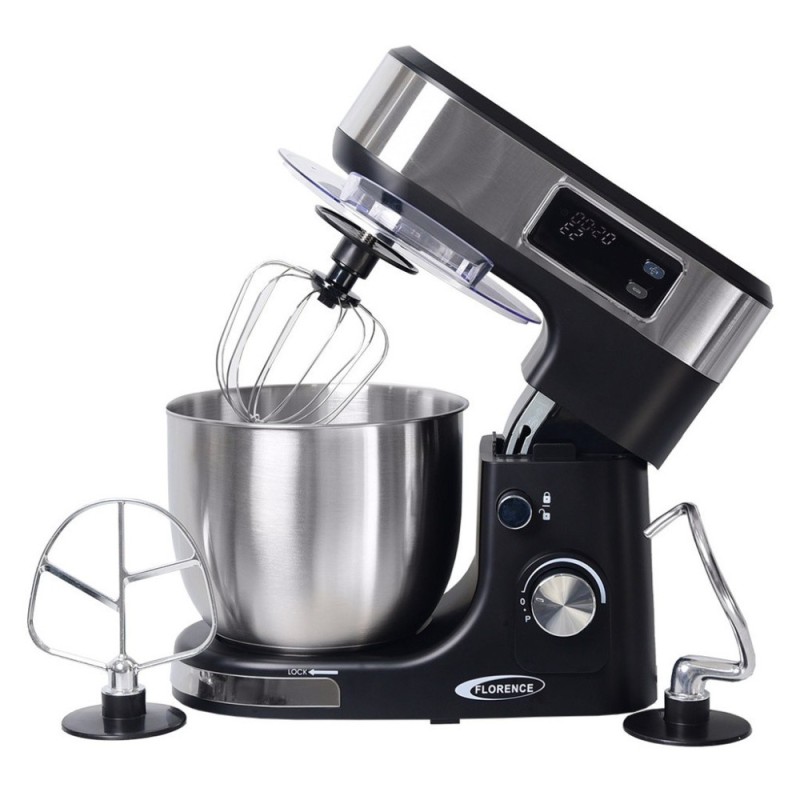Robot Pétrin avec Afficheur LCD 5L 1300W Noir - Florence 6466AE