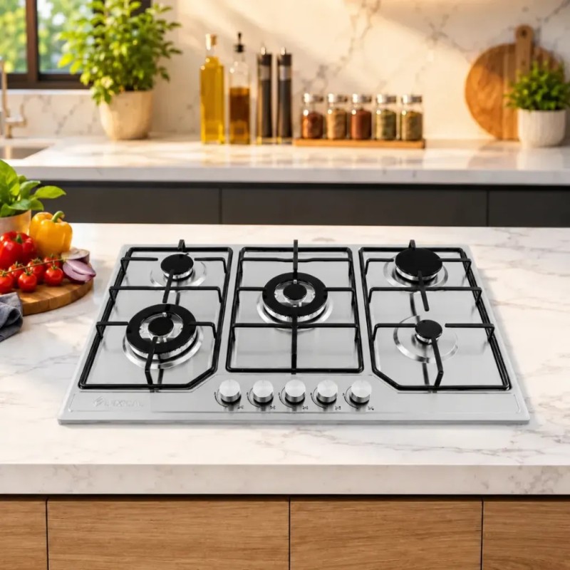 Plaque de Cuisson Encastrable 5 Feux Inox - Lexical LGS-2852