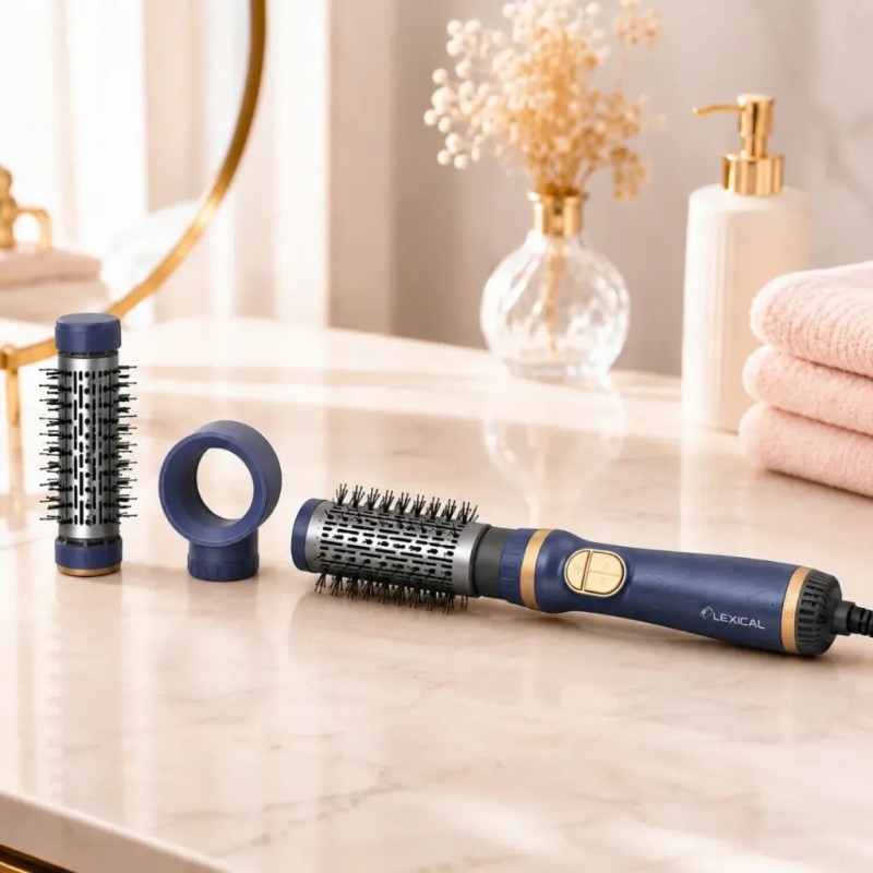 Coffret Brosse Rotative 3en1 1000W Bleu - Lexical LAS-5225-4