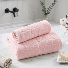 Lot de 2 Serviettes Feuille en Coton Rose - ABM