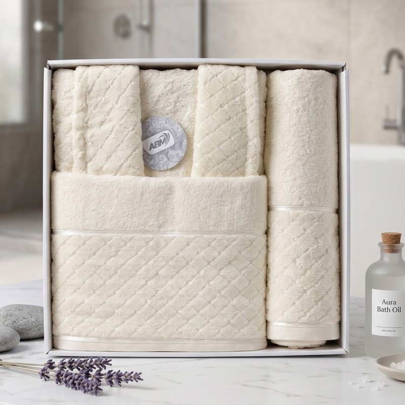 Cap de Bain Single Arabesque en Coton Écru - ABM Cap de Bain Single Arabesque en Coton Écru - ABM