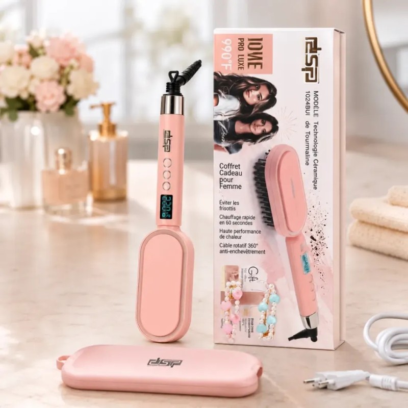 Brosse Coiffante Céramique 65W 990°F Rose - DSP 10248U Brosse Coiffante Céramique 65W 990°F Rose - DSP 10248U