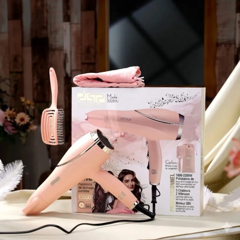 Sèche-Cheveux 2200W avec Brosse Rose - DSP 30289U Sèche-Cheveux 2200W avec Brosse Rose - DSP 30289U
