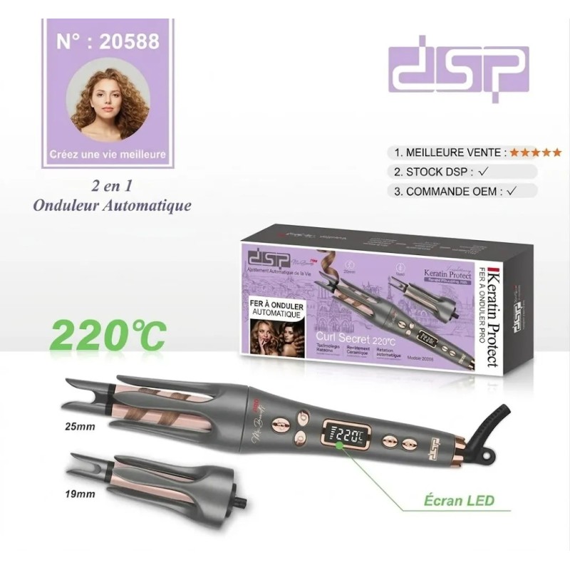Fer à Boucler 2en1 33W 19/25mm 220°C - DSP 20588