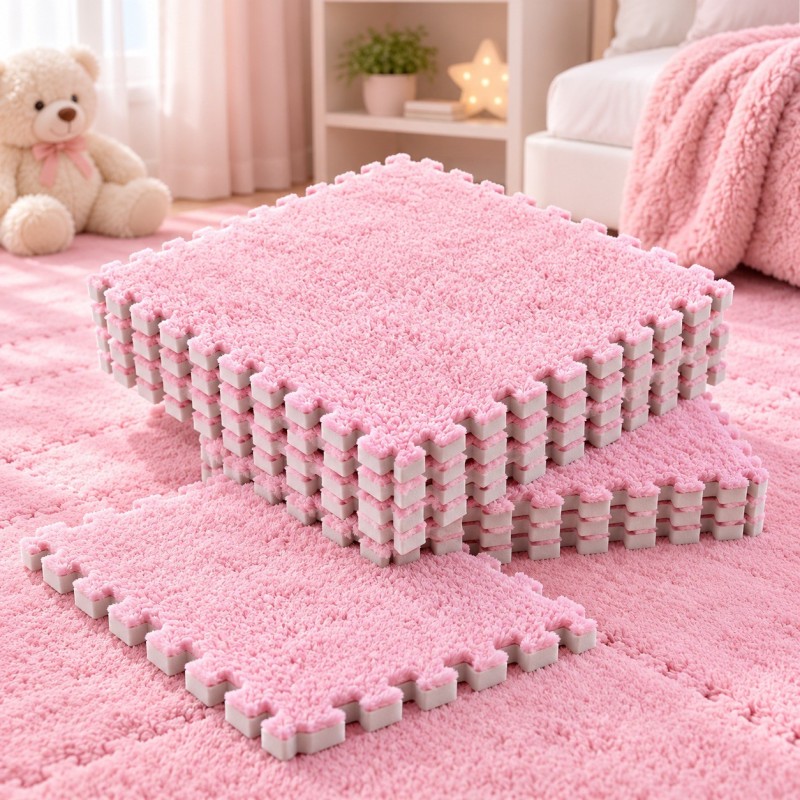 Tapis Puzzle en Moquette 10 Pièces Rose Tapis Puzzle en Moquette 10 Pièces Rose