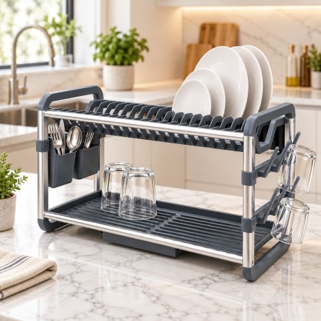 Égouttoir à Vaisselle 2 Niveaux en aluminium et plastique