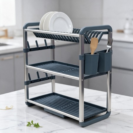 Égouttoir à Vaisselle 3 Niveaux en aluminium et plastique