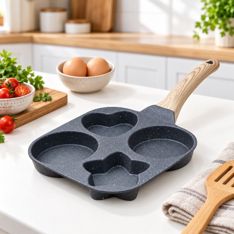 Poêle à Pancake 4 Compartiments en Granite 19×19 cm Poêle à Pancake 4 Compartiments en Granite 19×19 cm