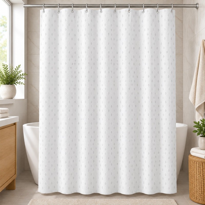 Rideau de Douche Imperméable 180×180 cm avec Bande Transparente Rideau de Douche Imperméable 180×180 cm avec Bande Transparente