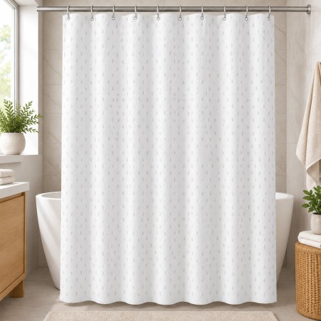 Rideau de Douche Imperméable 180×180 cm avec Bande Transparente