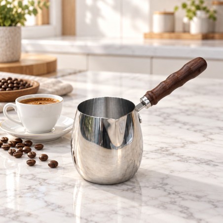 Cafetière Turque en Inox 250 ml avec Manche en Bois