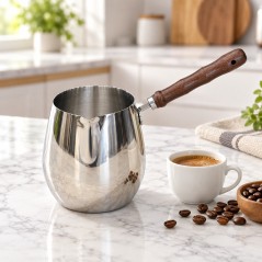Cafetière Turque en Inox 600 ml avec Manche en Bois