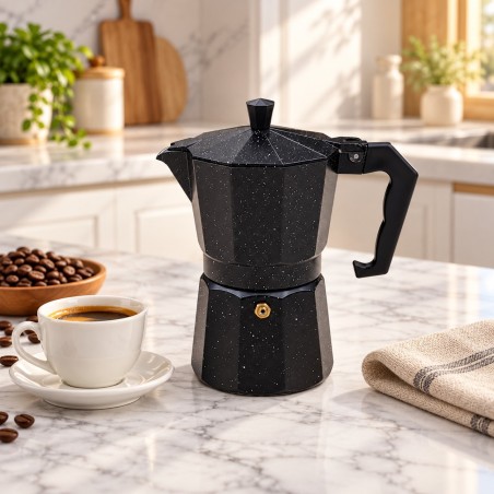 Cafetière Italienne en Aluminium 6 Tasses – Noire