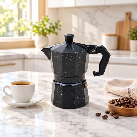 Cafetière Italienne Moka en Aluminium 3 Tasses – Noire