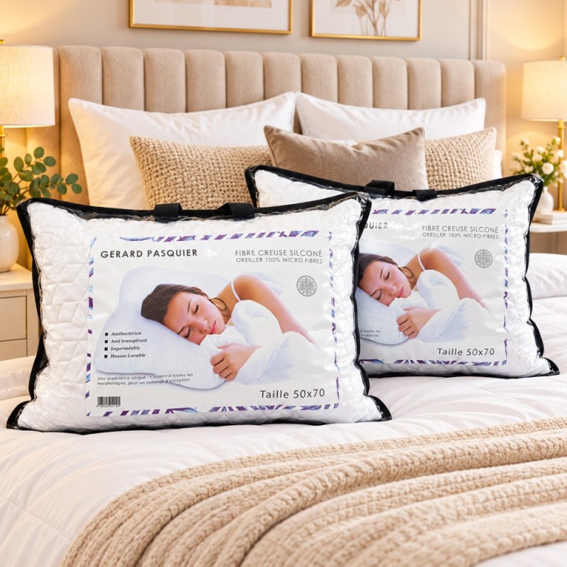 Pack 2 Oreillers en Microfibres 50×70 cm Pack 2 Oreillers en Microfibres 50×70 cm