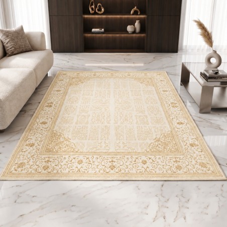 Tapis Salon en Laine 160x210 cm Gold - Elissa 0849A