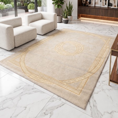 Tapis Salon en Laine 160x210 cm Gold - Elissa 0537A