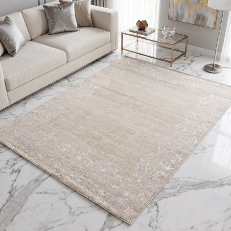 Tapis Salon en Laine 160x210 cm Argent - Elissa 0571A